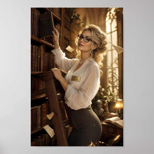Affiche de portrait de muse de bibliothèque dorée (Devant)