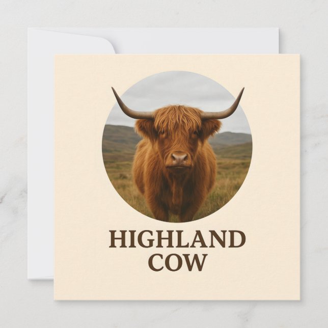 Affiche de portrait de vache des Highlands avec "V (Devant)