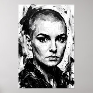 Affiche de portrait d'esprit féroce monochrome