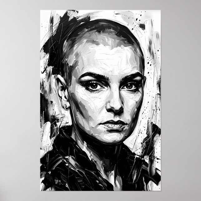 Affiche de portrait d'esprit féroce monochrome (Devant)