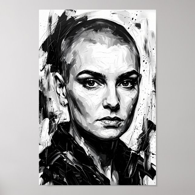 Affiche de portrait d'esprit féroce monochrome (Devant)