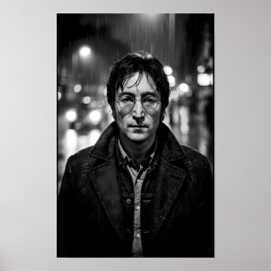 Affiche de portrait noir de solitude urbaine sous