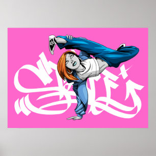 Affiche de pose de BGIRL avec le graf