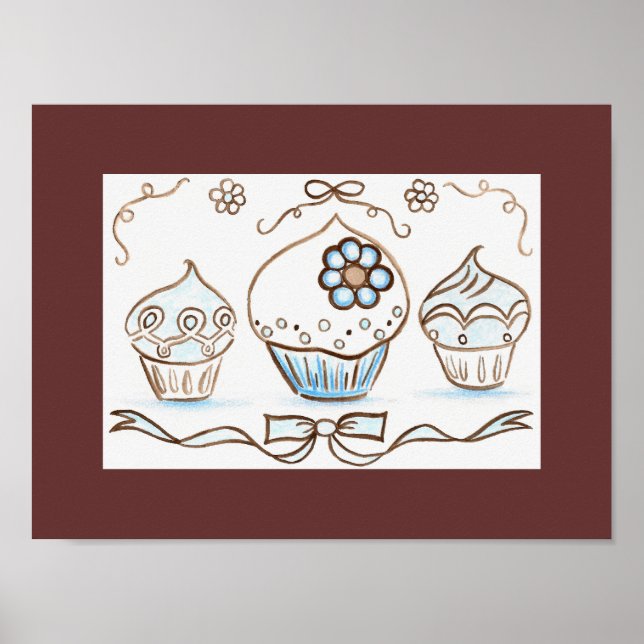 Affiche de poster d'art cupcake bleu (Devant)
