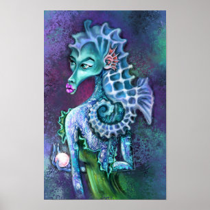 Affiche de poster de fantaisie Dame Hippocampe - P