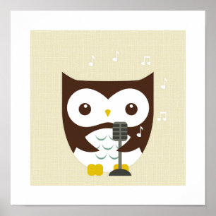 Affiche de poster de hibou rétro