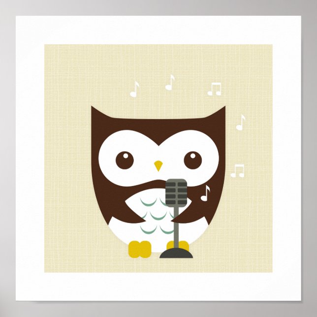 Affiche de poster de hibou rétro (Devant)