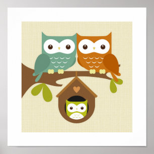Affiche de poster de hibou rétro