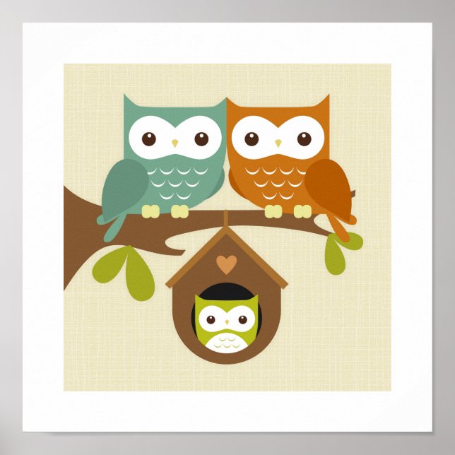 Affiche de poster de hibou rétro (Devant)