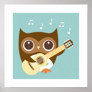 Affiche de poster de hibou rétro