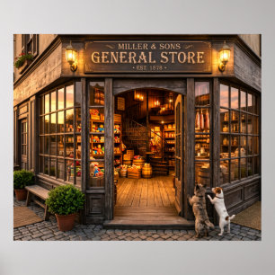 Affiche de poster de magasin général d'autrefois A