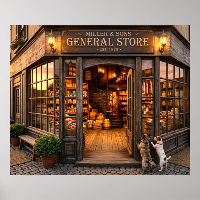 Affiche de poster de magasin général d'autrefois A (Devant)