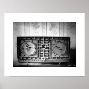 Affiche de poster de radio-réveil vintage B&W