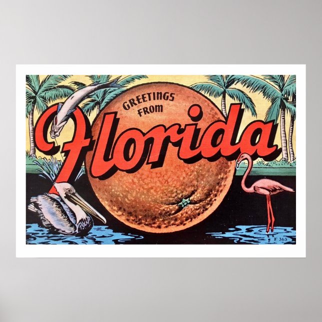 Affiche de poster rétro Florida Orange (Devant)