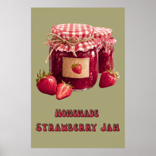 Affiche de pot de confiture de fraise vintage Sage