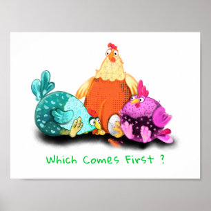 Affiche de poulets attendant l'éclosion de l'œuf -