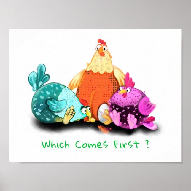 Affiche de poulets attendant l'éclosion de l'œuf - (Devant)