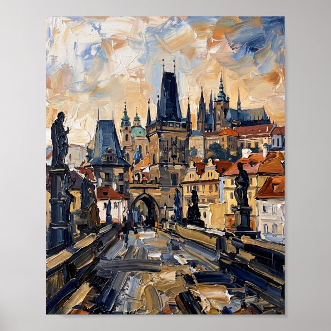 Affiche de Prague Luxe Peinture à l'Huile Abstrait (Devant)