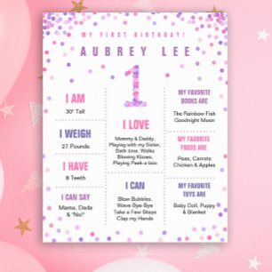Affiche de premier anniversaire Rainbow Confetti