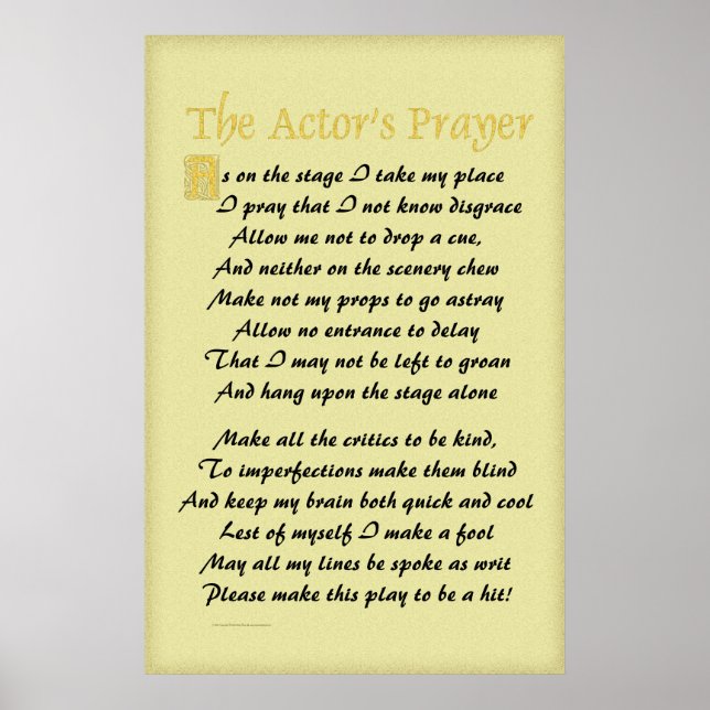 Affiche de prière de l'acteur (Devant)