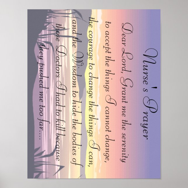 Affiche de prière des infirmières (Devant)