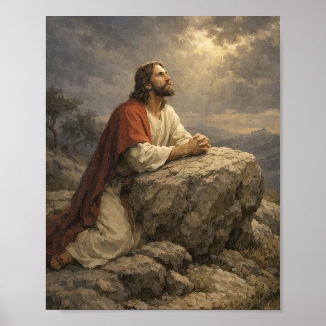 Affiche de prière Jésus à Gethsémani – Paisible (Devant)