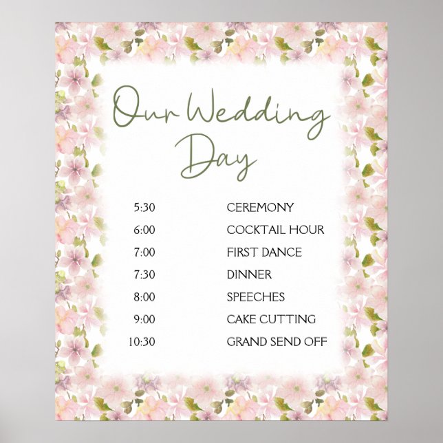 Affiche de programme de mariage floral Magnolia Ro (Devant)
