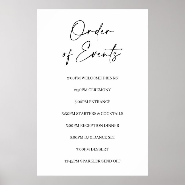 Affiche de programme de mariage minimaliste (Devant)