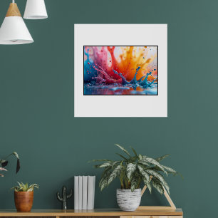 Affiche de projection de peinture colorée vibrante