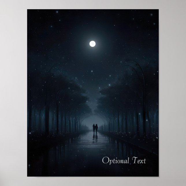 Affiche de promenade nocturne personnalisable au c (Devant)