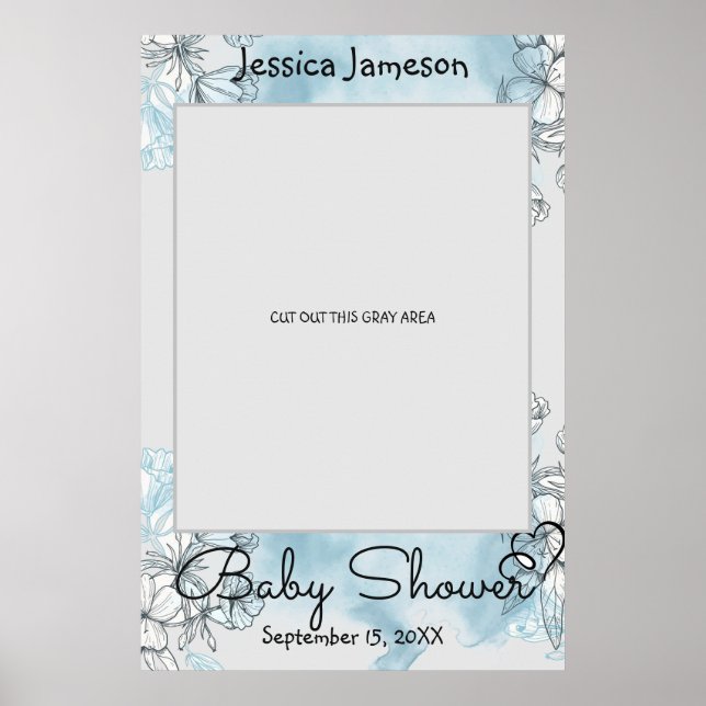 Affiche de prop photo de baby shower à l'aquarelle (Devant)
