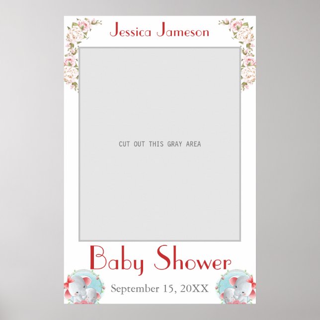 Affiche de prop photo de baby shower à l'aquarelle (Devant)