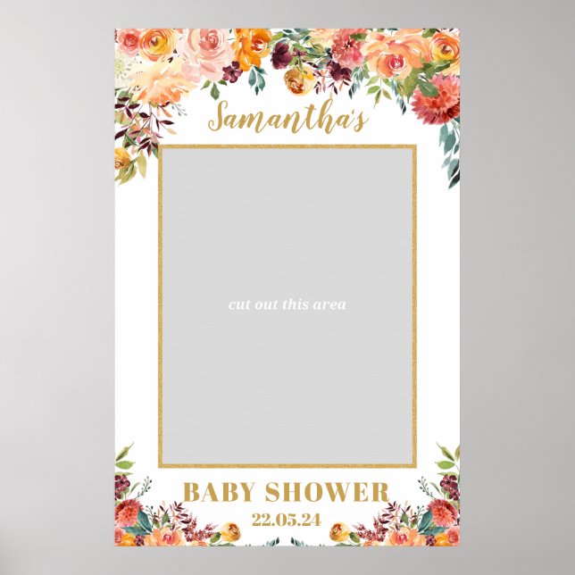 Affiche de prop photo florale orange automne boho (Devant)