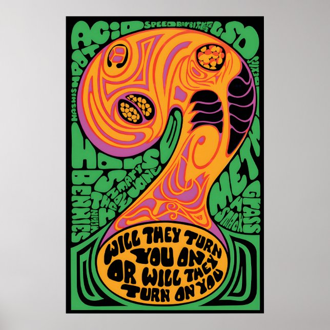 Affiche de propagande antidrogue de 1968 : "Vont-i (Devant)