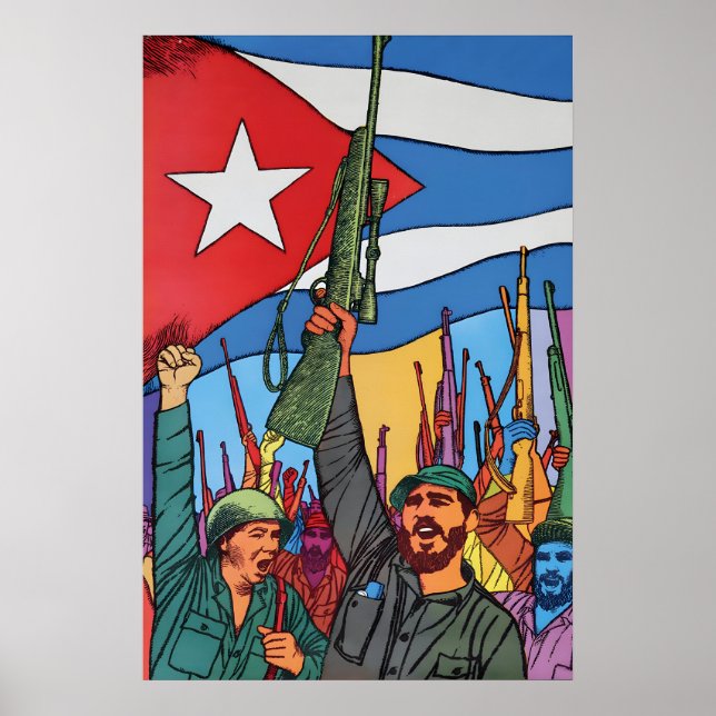 Affiche de propagande Cuba Dix ans de révolution (Devant)