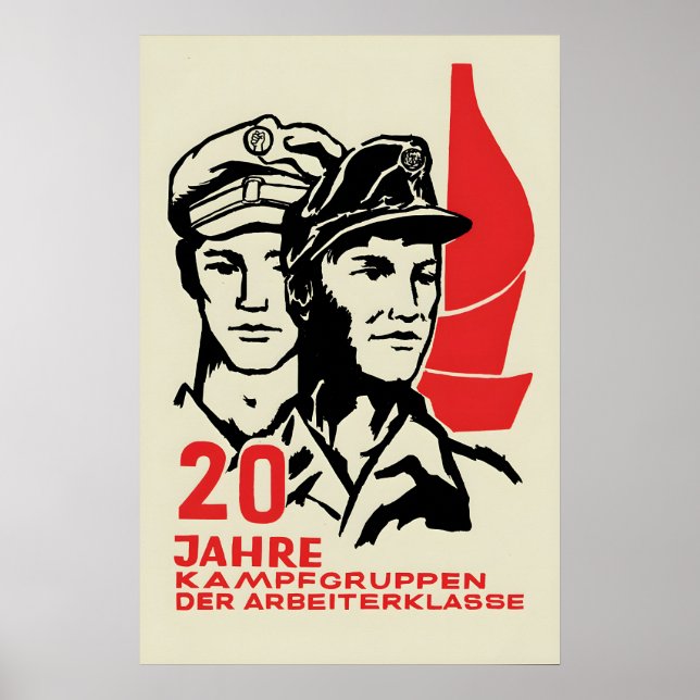 Affiche de propagande d'Allemagne de l'Est 20 ans  (Devant)
