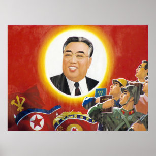Affiche de propagande de Kim il Sung en Corée du N