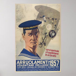 Affiche de propagande de la marine italienne Volon