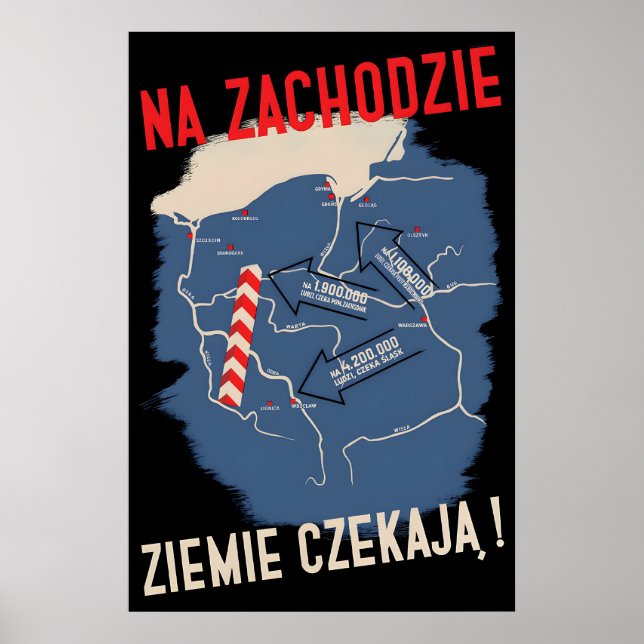 Affiche de propagande polonaise vers les terres en (Devant)