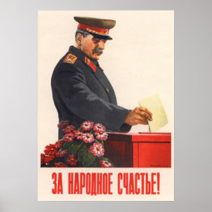 Affiche de propagande soviétique Joseph Staline