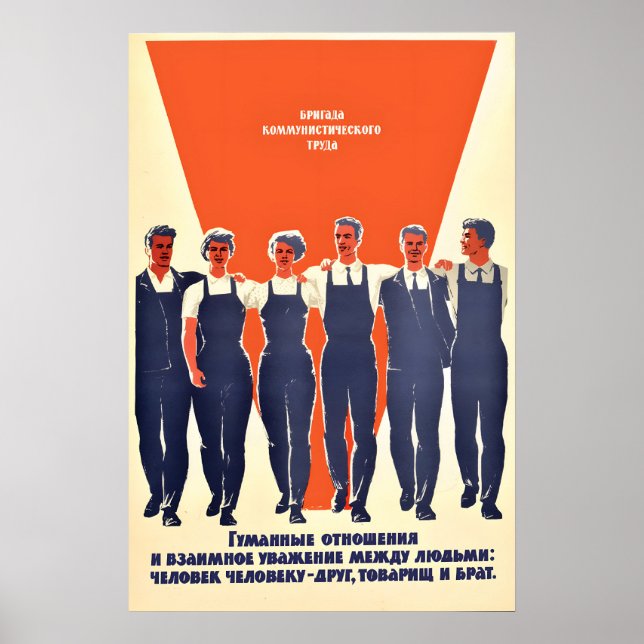 Affiche de propagande soviétique – Travail d'équip (Devant)