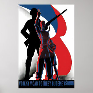 Affiche de propagande tchécoslovaque de la Seconde
