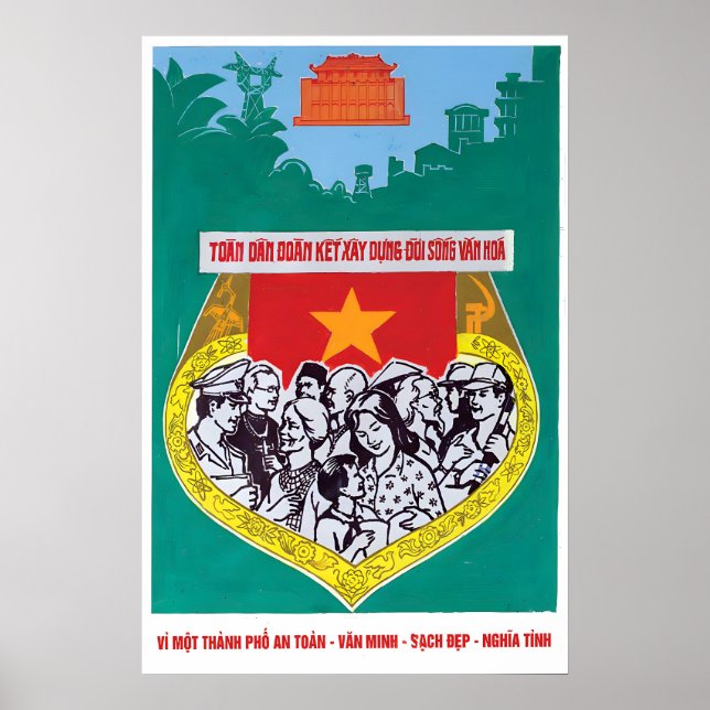 Affiche de propagande Vietnam Nous construisons un (Devant)