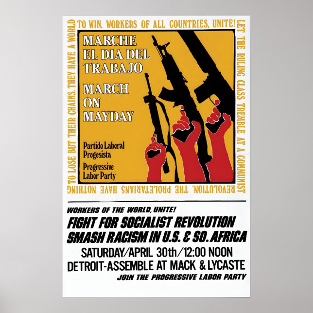 Affiche de protestation du 1er mai USA Révolution  (Devant)