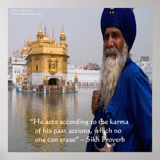 Affiche de proverbe sur le Karma/les actions Sikh (Devant)