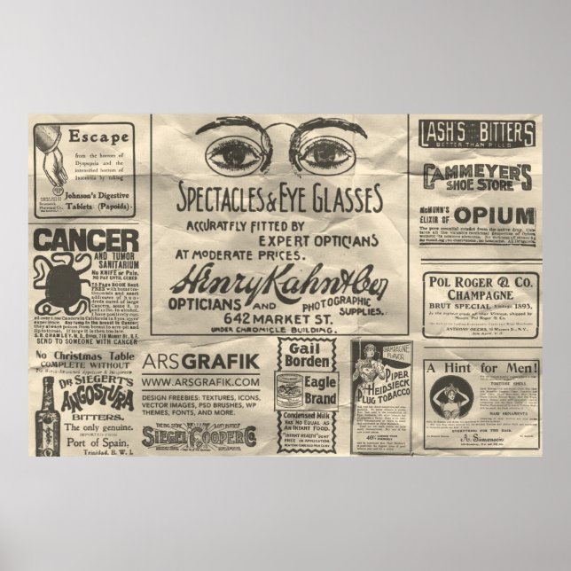 Affiche de publicités de journaux anciens 60x40 Pe (Devant)
