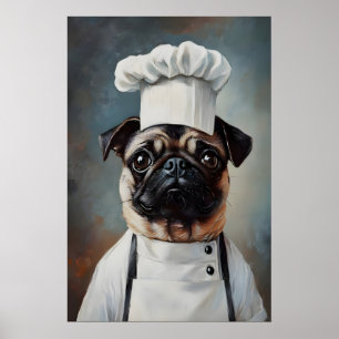 Affiche De Pug En Chapeau De Chef, Affiche De Chie