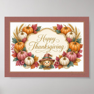 Affiche de pumpkins roses et blancs pour l'Action 