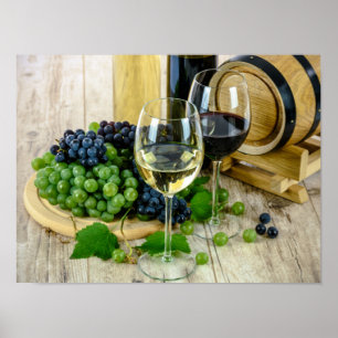 affiche de raisins et de vin