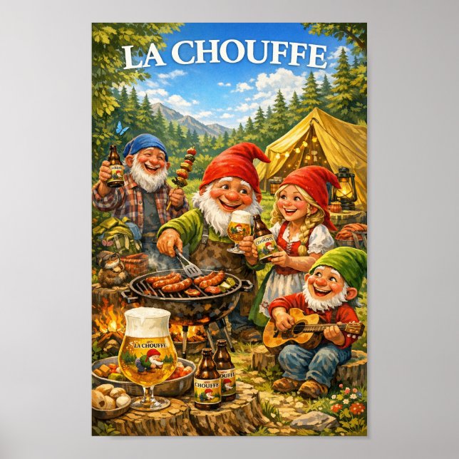Affiche de rassemblement de bière autour d'un feu  (Devant)